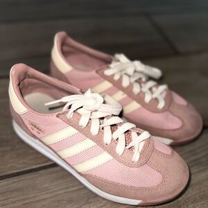 Adidas Pink and Cream Big Kids Lace-Up Sneakers